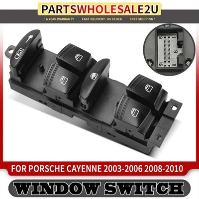 Interruptor de ventana eléctrica principal LH conductor delantero para Porsche Cayenne 2003-2006 08-10 Foto 1 de 4