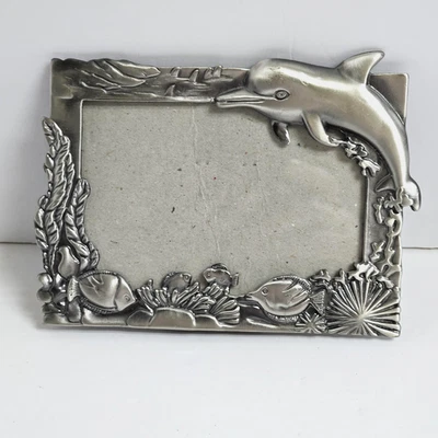 Underwater Ocean Pewter Picture Frame Dolphin Sea Life Fish Marine Decor Gift 6" - Image 1 of 4