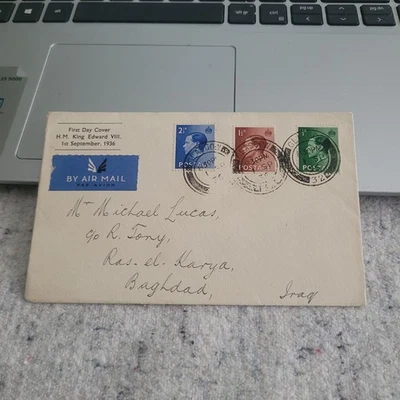 First Day Cover Postcard Edward V111 1st  September 1936 Posted to Iraq - Изображение 1 из 4