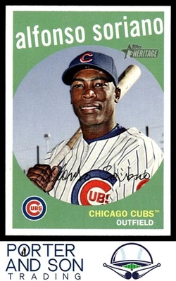 Tarjeta de béisbol Alfonso Soriano 2008 Topps Heritage #105 Chicago Cubs Foto 1 de 2