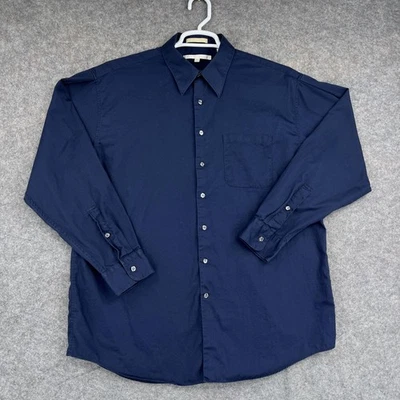 Camisa con botones Perry Ellis para hombre 16,5x35 azul manga larga algodón de negocios Foto 1 de 4