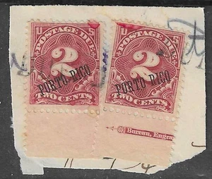 Puerto Rico, 2c postage due, two on piece, one with MARGINAL imprint #J2a - Picture 1 of 1