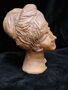 Statua In Ceramica Testa Donna Anni 60 Maria Grazia Apolloni 1935-2015