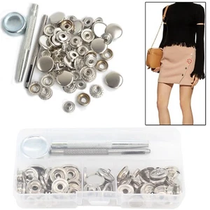 15mm Press Studs Snap Fasteners 4 Parts with Hand Tool DIY Handbags Coats 20set - Picture 1 of 11
