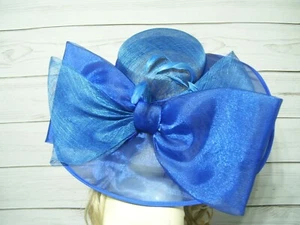 Blue Kentucky Derby Hat, Easter Hat, Wedding Hat, Wide Brim Hat, Church Hat - Bild 1 von 5