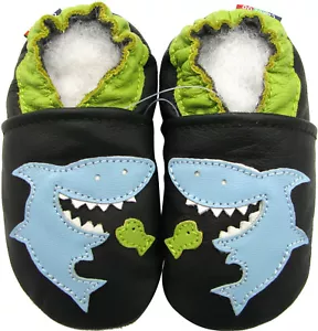 carozoo tiburón negro exterior suela de goma zapatos hasta 4 años - Imagen 1 de 2