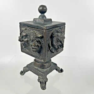 Witchcraft, Satanic Ritual Candle 4 Sided bronze cube with faces and lid Heavy - Picture 1 of 20