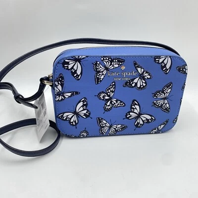 Kate Spade Staci Butterfly Sky Printed Mini Camera Bag Blue Multi KB521 New - Image 1 of 4