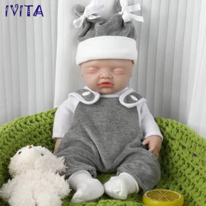 IVITA 12" Silicone Neonato Ragazzo Occhi Chiusi Silicone Completo Reborn Baby Doll - Foto 1 di 12