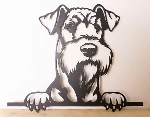 Arte de pared/escultura de jardín facial de metal Airedale peeping - Imagen 1 de 3