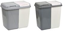 90L Double Recycling Bin 2 Compartment Kitchen Rubbish Sectioned Dustbin Black