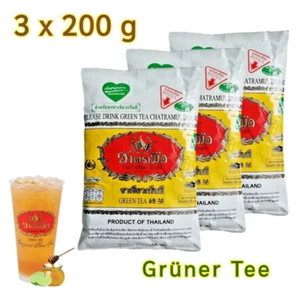 ChaTraMue Té Verde en Polvo 3 x 200g - Té Tailandés Original, Sin Colorantes - Imagen 1 de 7