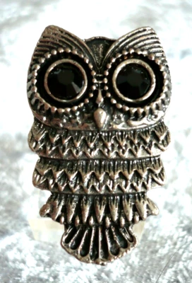 wuchtig + groß EULE Folklore Schmuck Ring silber STRASS NEU - Bild 1 von 3