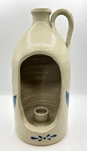 Williamsburg 1994 Pottery Blue Leaf Salt Glaze Candle Holder - Picture 1 of 8