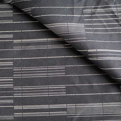 Vtg MCM Maharam Upholstery Fabric "Octave" Theater Black, White Linear 5 yds - Image 1 of 4