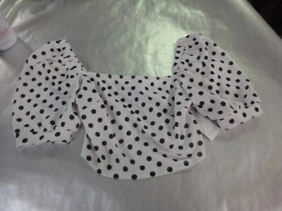 Charlotte Russe Negro Blanco Lunares Juniors M Crop Top Camisa Nueva Con Etiquetas Foto 1 de 4