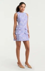 NUEVO Vestido Cinq A Sept Lucie Boucle Ellisella Miel Lavanda Multi 0/4 - Imagen 1 de 3