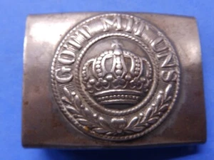 WW1 Original Prussian Army Belt Buckle O/R One Piece Steel 1915 "Gott Mitt Uns" - Picture 1 of 4
