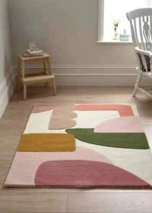 Tappeto Mordern trapuntato a mano rosa e multicolore bellissimo design per camera da letto - Foto 1 di 1