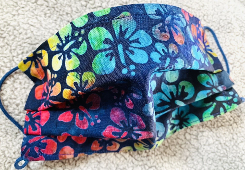 Hawaiian Face Hibiscus Mask Cotton Fabric Double Layer Filter Reusable Nose Wire - Image 1 of 1