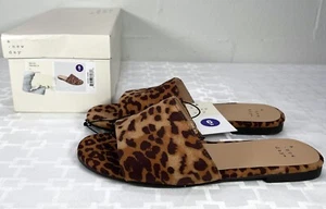 Women's 6W Heidi Wide Width Leopard Print Slide Sandals A New Day Brown 6 cute - Picture 1 of 7