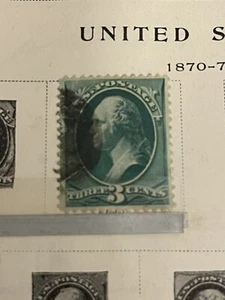 1870 Scott #136 Washington US Green w/ Grill 3 Cent Stamp Kept In Album - Picture 1 of 1