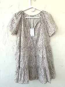 NUEVO CON ETIQUETAS RAILS TALLA S Pullover Algodón Línea A Babydoll Mini Cheetah Clarissa Vestido - Imagen 1 de 17