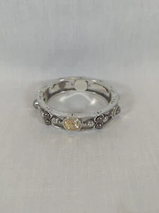 Brighton Selene Oval Hinged Bracelet 7in Silver Tone With Crystals - Picture 1 of 8