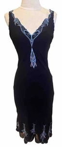 Catherine Malandrino Black Embroidered Floral Silk Sleeveless Dress Size 2 - Picture 1 of 11