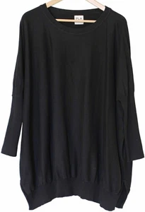 PLANET By Lauren G Pima Cotton Modal CREW KNIT BUBBLE SWEATER Black O/S - Picture 1 of 5