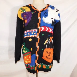 Vtg Heirloom Collectibles Womens Plus Sz 26 28 Halloween Knitted Sweater 90s - Picture 1 of 8