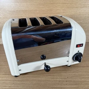 Dualit 4 Bread / 4 Slice Toaster - Chrome Beige Stainless Steel 4SLGB - Working - Afbeelding 1 van 23