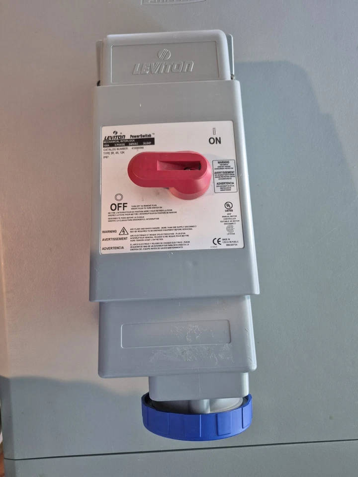 LEVITON 4100MI9W 100-Amp Circuit-Lock Mechanical Interlock 250V 3 Phase 3W4P - Image 1 of 4