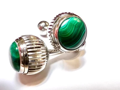 Винтажные запонки из чистого серебра и малахита Montblanc Meisterstück - Изображение 1 из 4