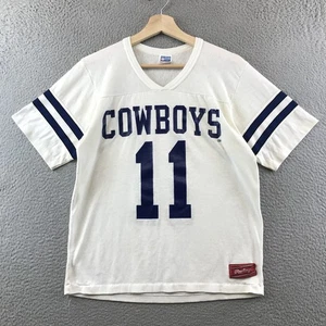 Vintage Dallas Cowboys Shirt Mens Medium White Blue NFL Football Rawlings 80s - Picture 1 of 9