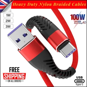 USB A to USB-C Cable Braided Fast Charger Type C Lead For iPhone 15 16 / Samsung - Picture 1 of 15