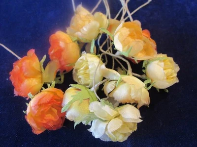 Vtg Millinery Flower Collection Pure Silk Blooms 1" Yellow Sunset German H5420 - Image 1 of 4
