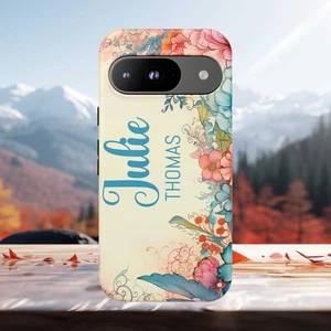 Personalized Floral Phone Case Custom Name Cover iPhone Samsung Pixel Gift  - Picture 1 of 42