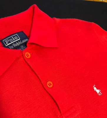 CAMISA POLO MUY RARA GENUINA DE COLECCIÓN RALPH LAUREN ROJO CEREZA BRILLANTE SE ADAPTA A ADULTO PEQUEÑA Foto 1 de 4