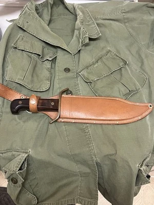 CUCHILLO BOWIE Y FUNDA HOJA FIJA VINTAGE VIETNAM WESTERN EE. UU. W49 ¡BONITO! Foto 1 de 4