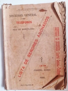 CUERPO DE TELÉGRAFOS ,CENTRO TELEFÓNICO URBANO DE BARCELONA ,LISTA DE ABONADOS - Imagen 1 de 6