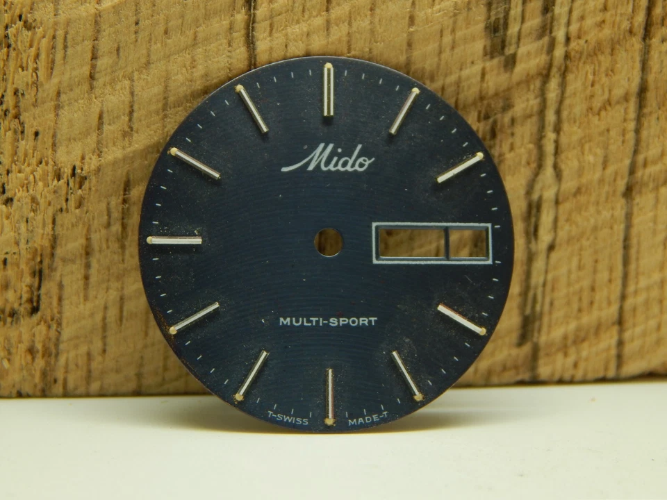 Vintage Mido Watch Dial Gray 27.48mm Multi Sport Stick Markers Day & Date Window - Image 1 of 4