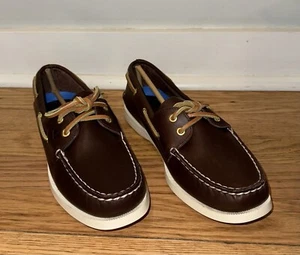 Zapatos SPERRY Topsiders Talla 9.5 Para Mujer Cuero Marrón Cordones Con Caja - Imagen 1 de 9