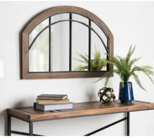 Farmhouse Wall Decor Mirror Modern Country Cottage Arched Windowpane Rustic New - Picture 1 of 24