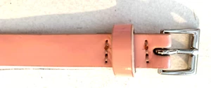 JUICY COUTURE Pink Patent Leather Silver Tone Buckle Logo Skinny Belt Size XL - Picture 1 of 9