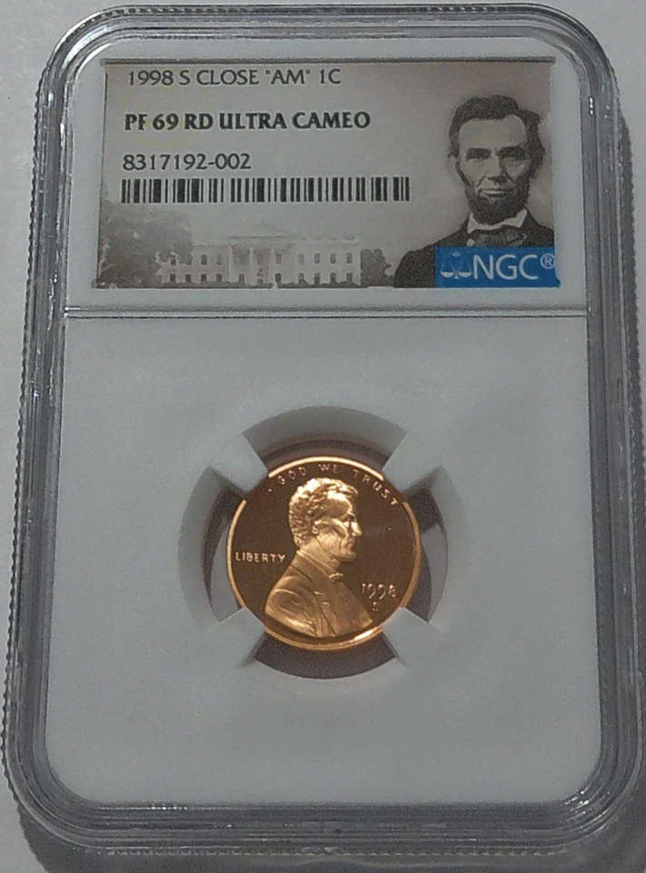 1998 S NGC PF69 RD Ultra Cameo Close AM Lincoln Memorial Proof Penny 1c One Cent - Image 1 of 3
