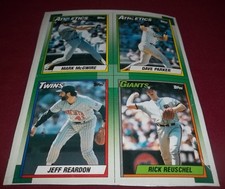 1990 Topps Baseball Card Wax Box Bottom Uncut Panel Mark McGwire, Parker 4 Cards