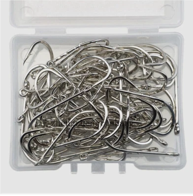 100Pcs Baitholder Bait Hook High Carbon Steel Silver Long Shank Fishing Hooks - Image 1 of 4