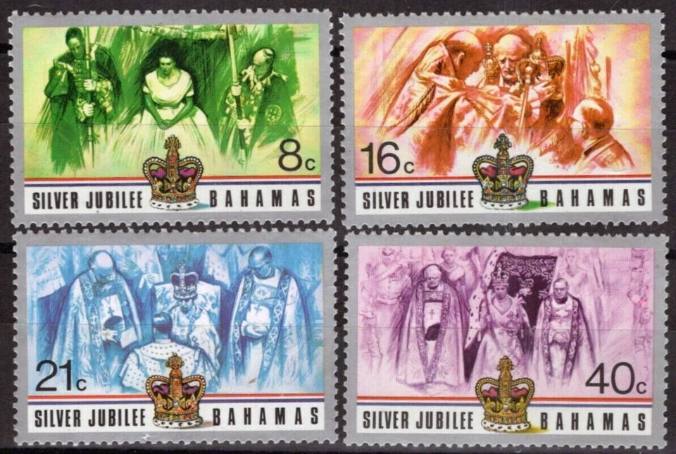 Bahamas #SG488-SG491 MNH 1977 QEII Gold Cloth Canopy Scepter Orb Crown [402-405] - Image 1 of 1