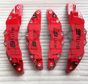 Metal Red S line Brake Caliper Cover For Audi A4 Q1 Q2 A1 A2 A3 Q3 TT F11"R9" - Picture 1 of 4